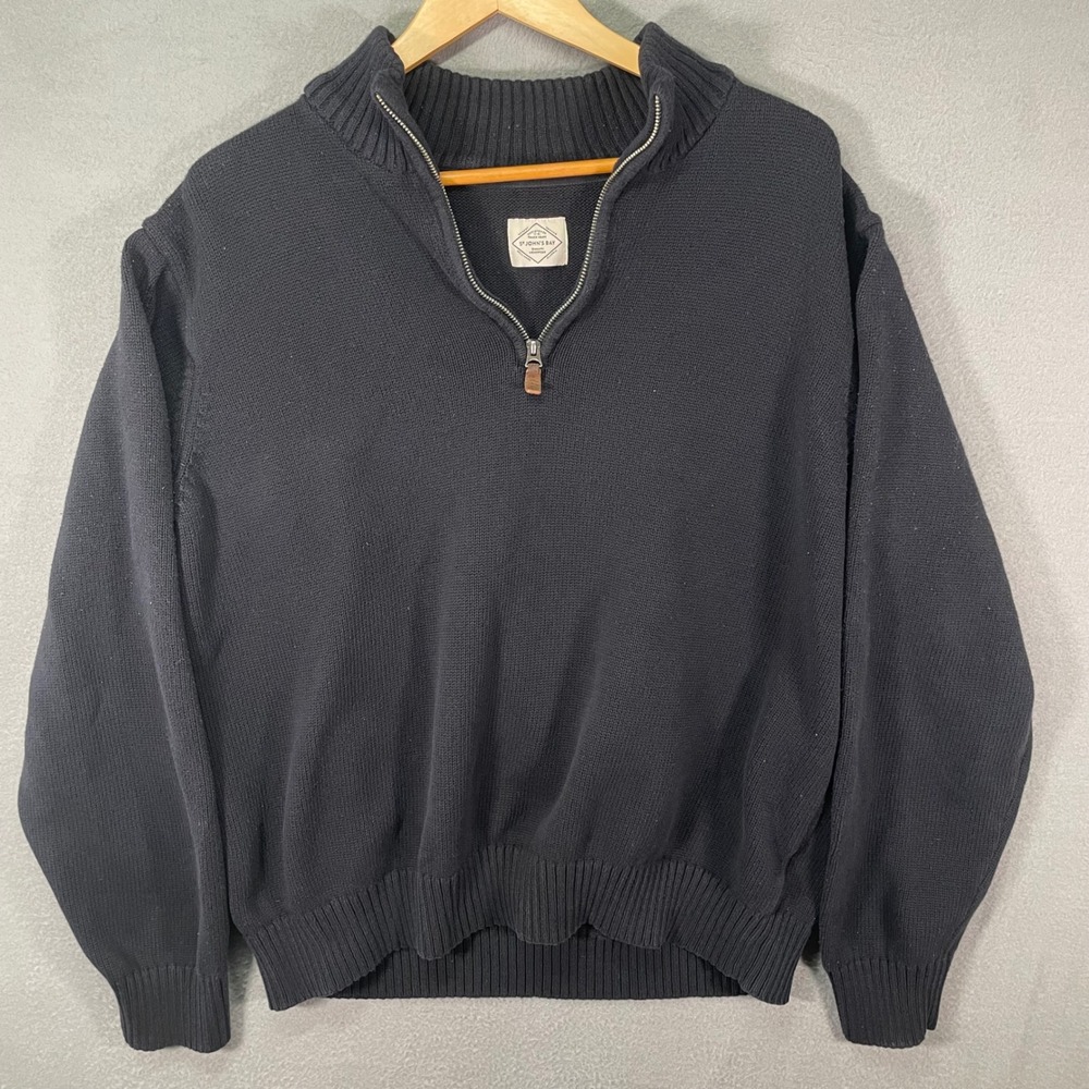 St Johns Bay Mens Navy‎ 1/4 Zip Sweater Pullover Long Sleeve
